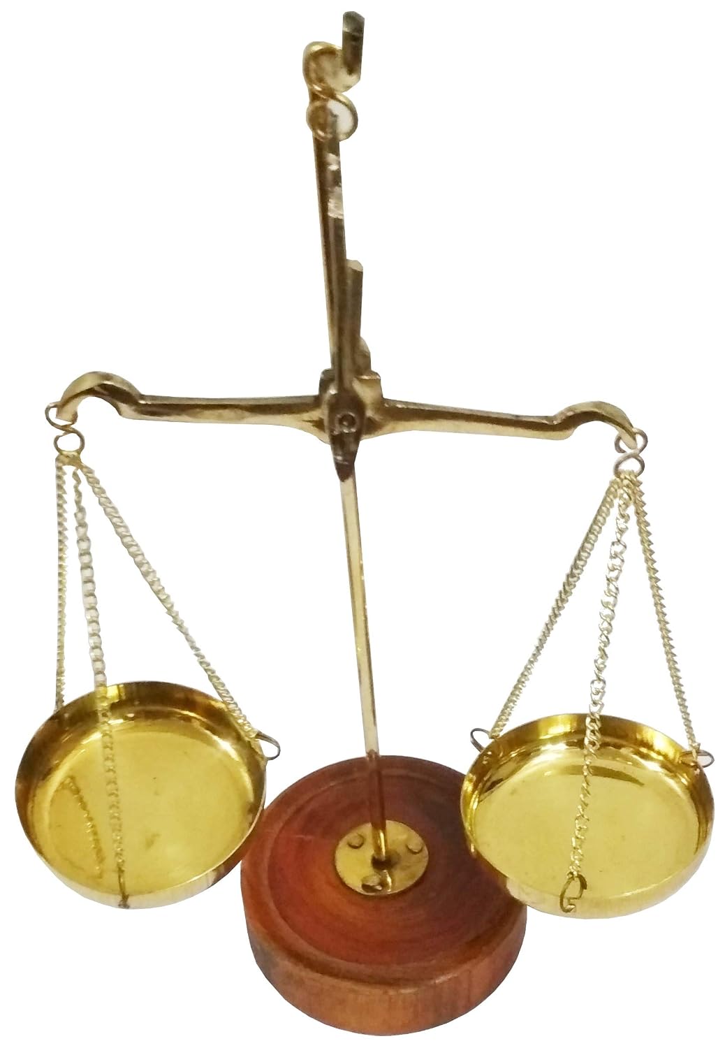 Purpledip Brass Decorative Weighing Scale Balance Tarazu: Weights Measure Showpiece 'Law/Justice for All' (11152)