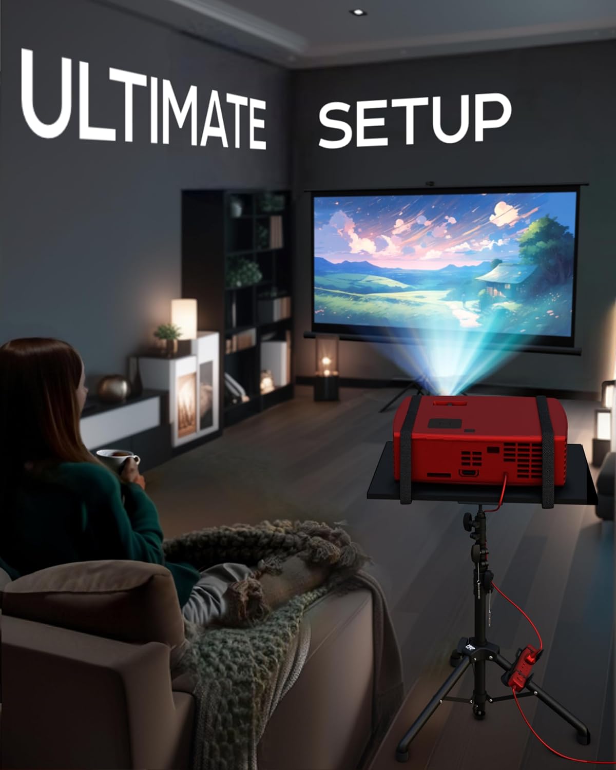 PropVue 100" Projector Screen with Stand & Universal Projector Tripod Stand