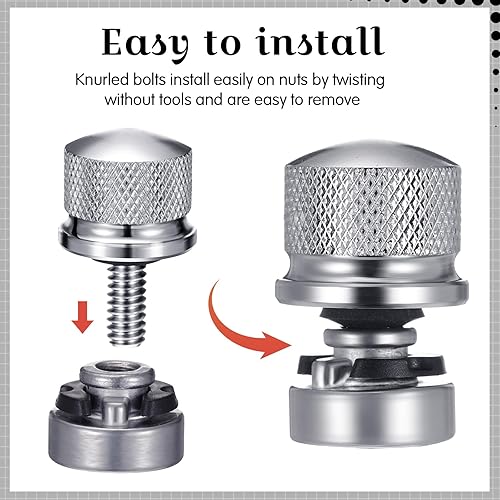 Miniatura 5 de Therwen Kit de tuercas de tornillo de asiento de 8 piezas, kit de tuercas de asiento de guardabarros 14-20 roscas compatible con