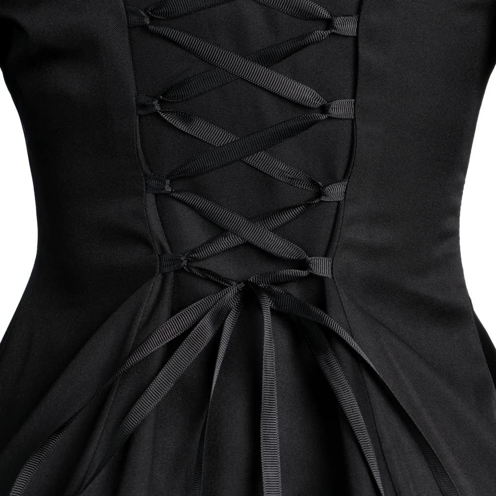 Gothic Hooded Witch Dress for Women Black Victorian Halloween Cospaly Costume Vampire Medieval Renaissance Dresses - Image 5