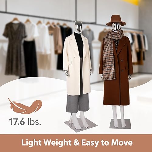 Miniatura 8 de Kinfant Maniquí femenino de cuerpo completo, blanco y plateado, elegante maniquí femenino alto con base de metal estable, pantalla de forma de