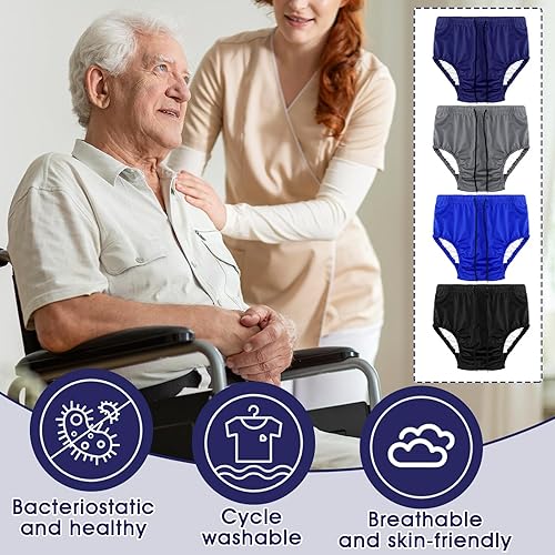 Miniatura 7 de 4 pañales de natación reutilizables para adultos, pañales de tela lavables a prueba de fugas para necesidades especiales para nadadores de