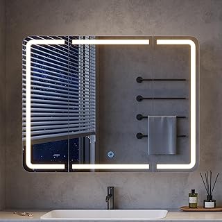 3-türiger Spiegelschrank Bad mit 360° Rundumsicht – 80 cm breit, +5 cm Überstand, LED Touch-Sensor, 3 Lichtfarben, dimmbar & integrierte Ladestation (2 USB + 2 Steckdosen)