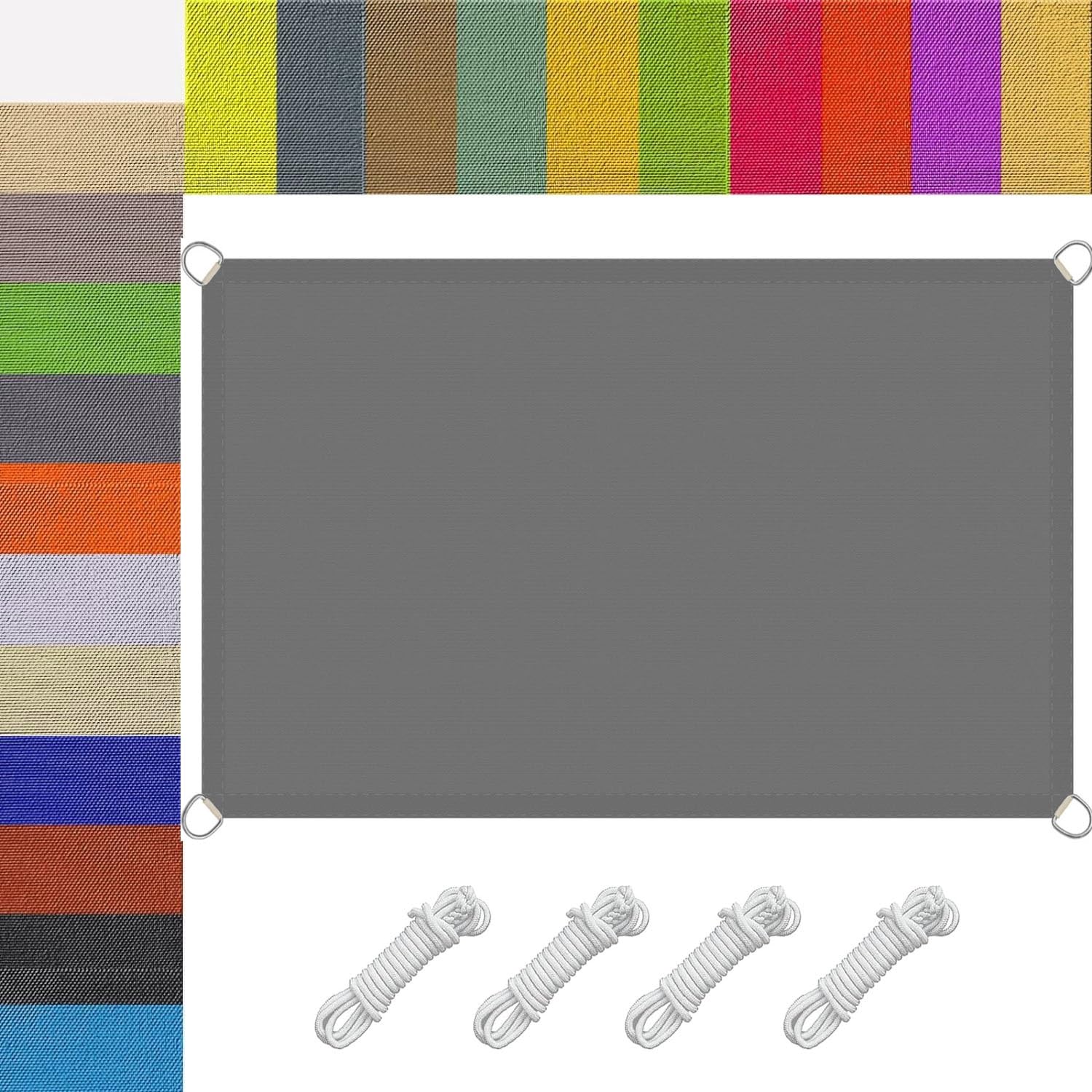 Voile d'ombrage imperméable 5x6.5 m gris clair avec kit de montage