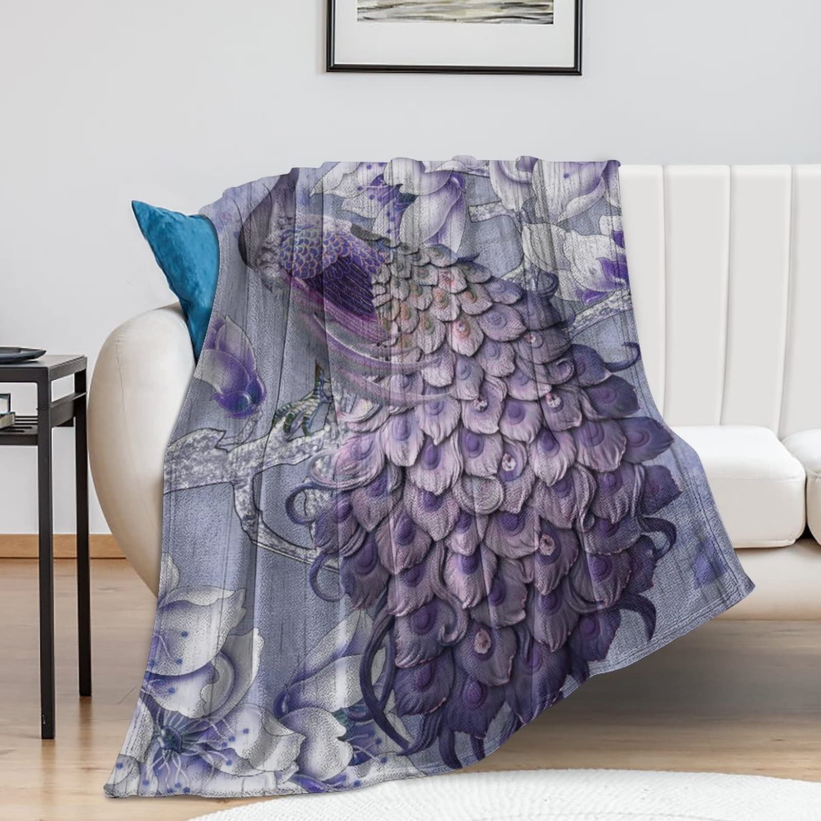 Couverture en flanelle de qualité supérieure plaid floral rustique grand lit