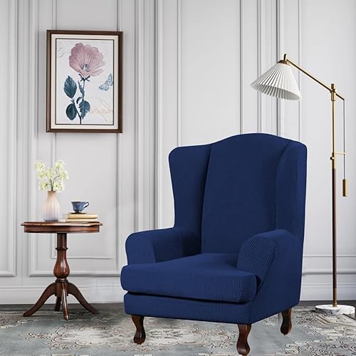 Miniatura 3 de INFLAG Fundas para silla de alas, 2 piezas, elásticas, de elastano, con respaldo de ala, fundas protectoras para sofá, fundas protectoras para