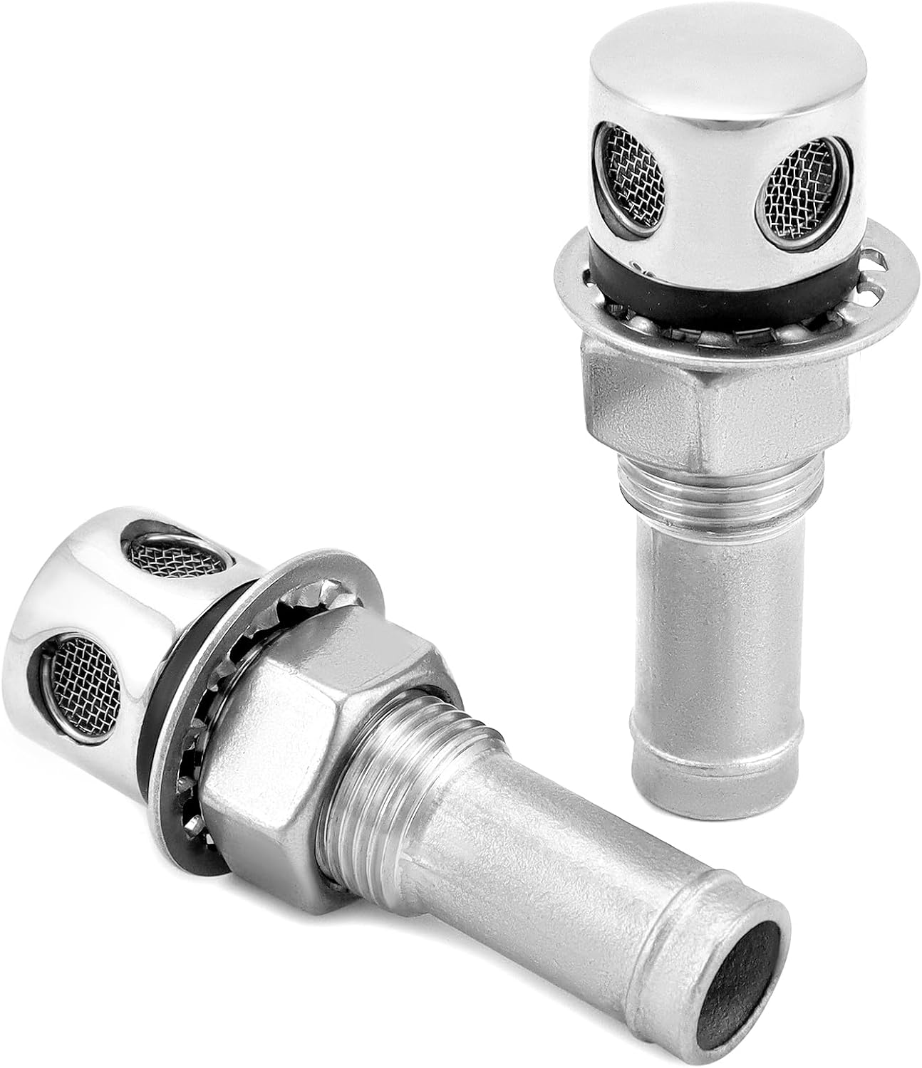 QWORK Heavy-Duty Fuel Gas Tank Vent - Fit 5/8" (16mm) I.D. Hose, 316 Marine-Grade Stainless Steel with Maximum Corrosion Resistance - Suitable for Ships, Yachts, and High-Speed Rail Cabins, 2 Pack