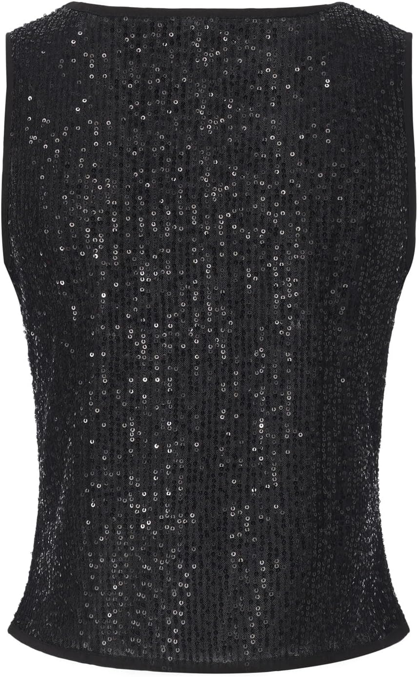 Sparkly Sequin Tops for Women Tank Top Shirt Disco Concert Outfit Shiny Camisole Cami Glitter Party Blouse - Image 3