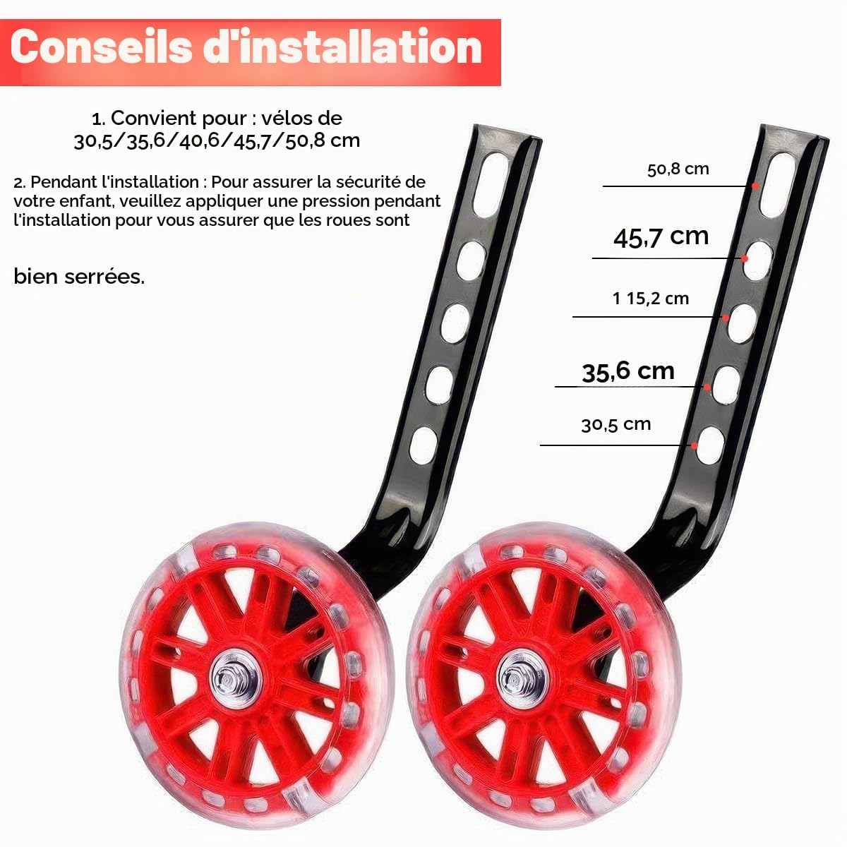 Roulettes Stabilisatrices Universelles 12-20 Pouces pour Vélo Enfant