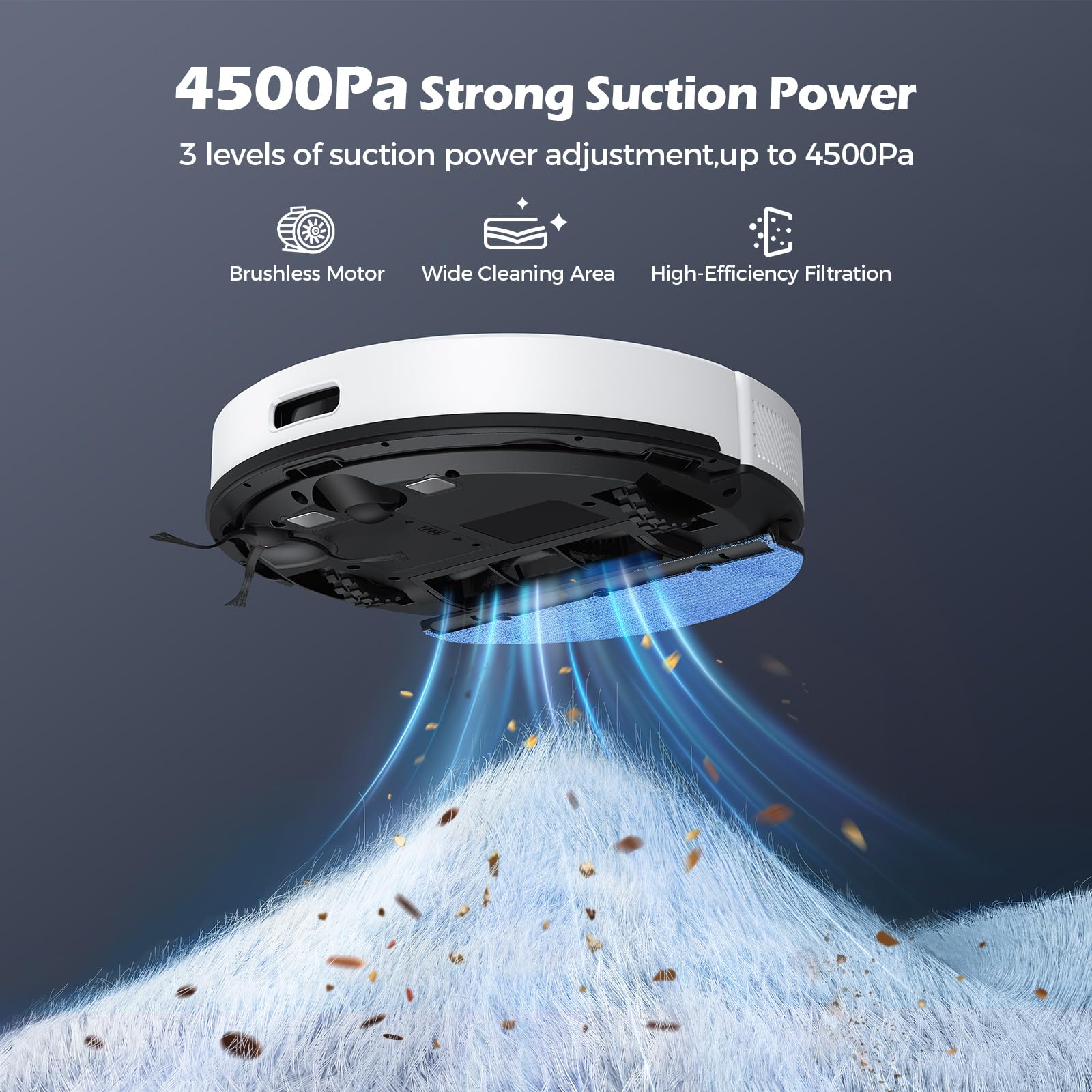 Lubluelu Robot Aspirapolvere Lavapavimenti con Mappatura 4500Pa a 5 Piani, Nuova Generazione Robot Lavapavimenti e Aspirapolvere, Robot Vacuum Mop 3 in 1 per Pavimento e Peli Animali (SL68W)