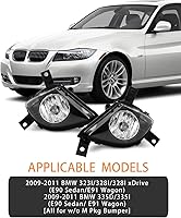 Vista 3 de AUTOWIKI Luces antiniebla para BMW Serie 3 Sedán/Wagon E90/E91 2009-2011 (sin paquete M) con lente transparente, 2