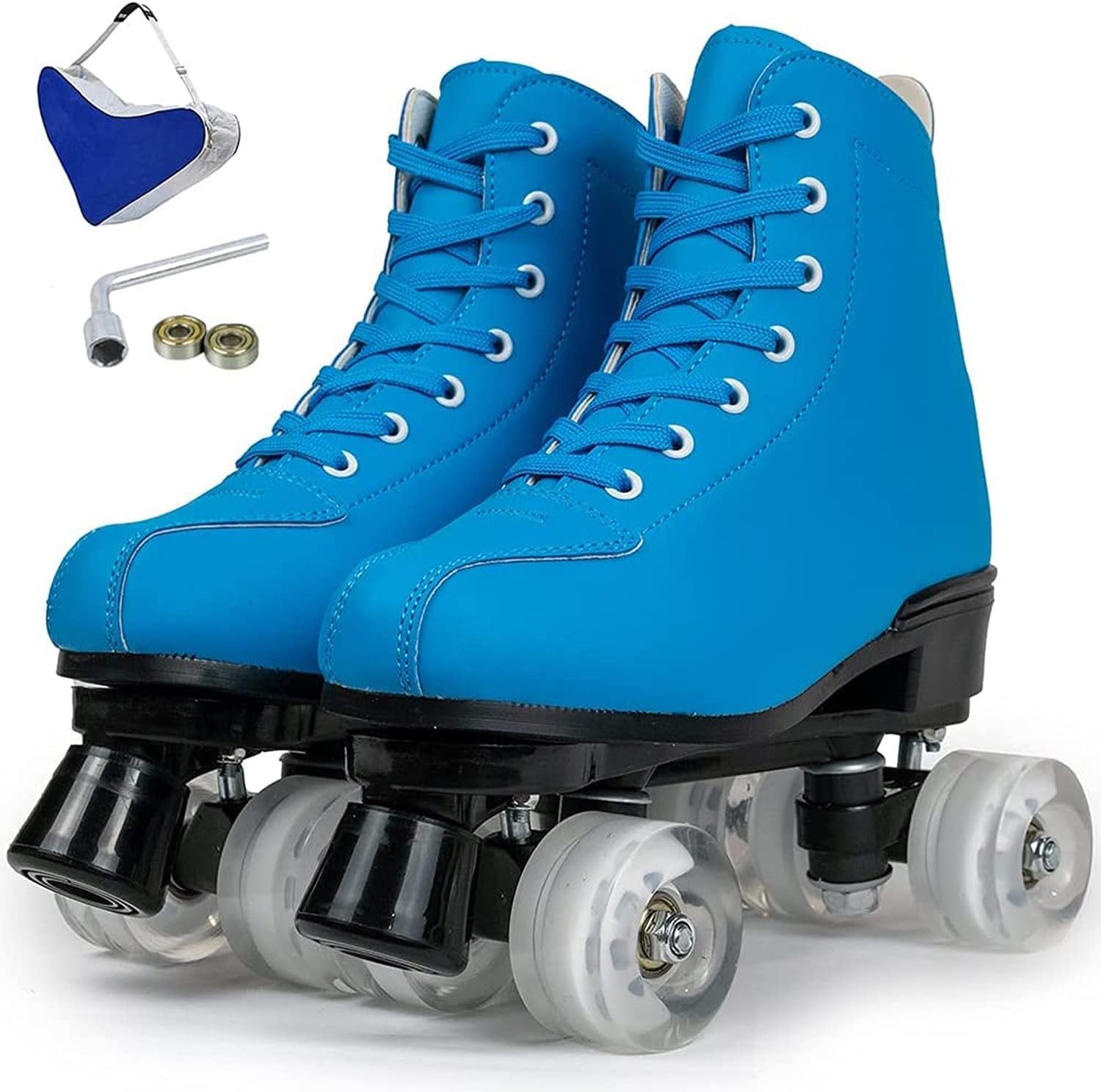 Patins à roulettes pour femmes en cuir PU de haute qualité finition brillante avec sac