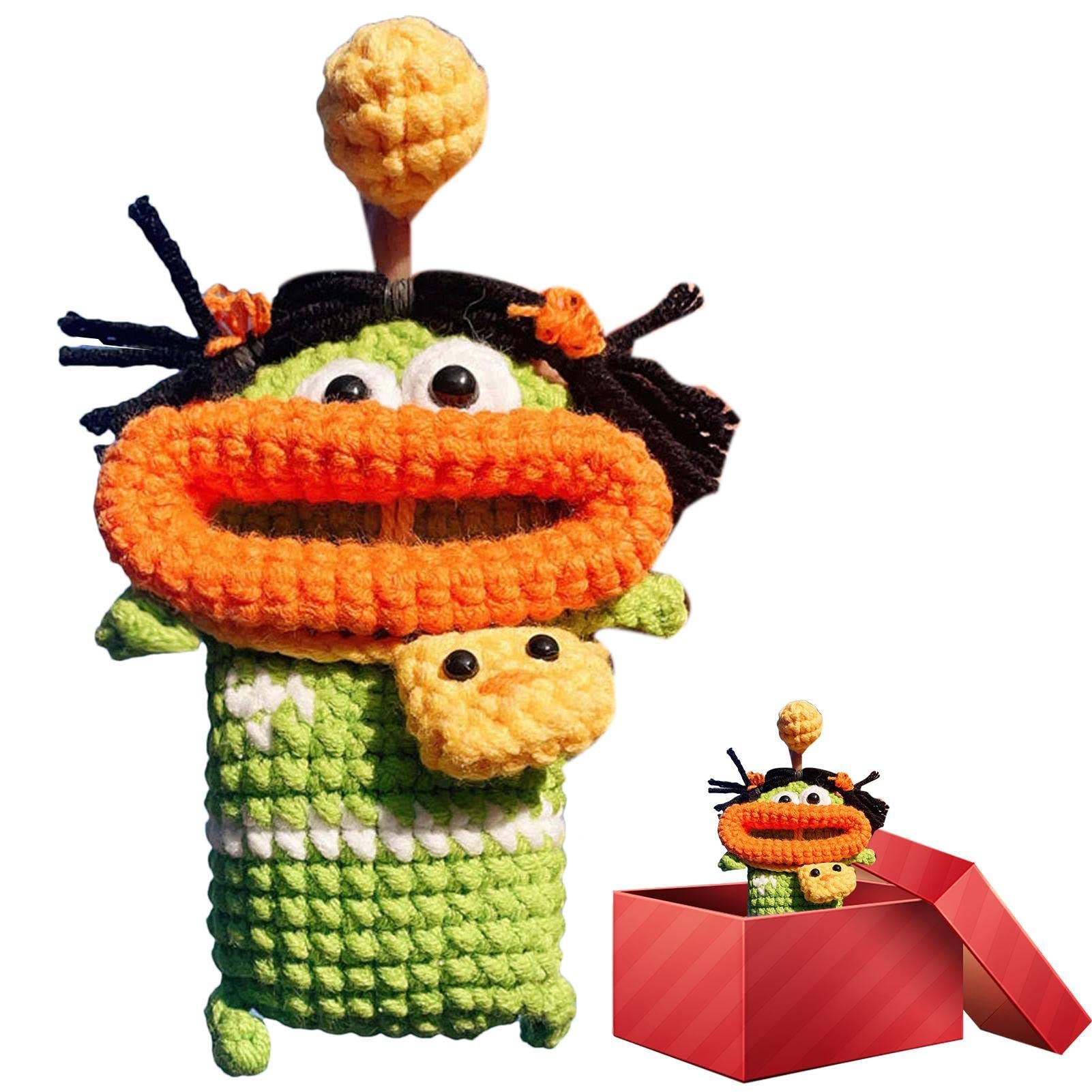 Gimocool J Handmade Crochet Key Case/Holder, Creative Cuddly Sausage Mouth Car Key Cover, Hand-Knitted Wool Plush Funny Big Mouth Key Pendant, Car Key Wallets Gift For Keychain Ornaments