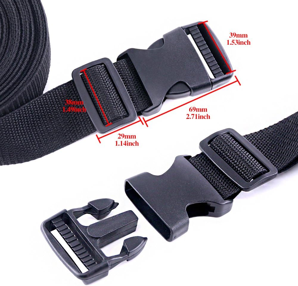 Get Special Price Swpeet 41Pcs 3/2 Inch DIY Making Bag Kit, Including Flat Side Release Buckles and Tri-glide Slides and D Rings with 1 Roll 5 Yards Nylon Webbing Straps for DIY Making Luggage Strap, Pet Collar