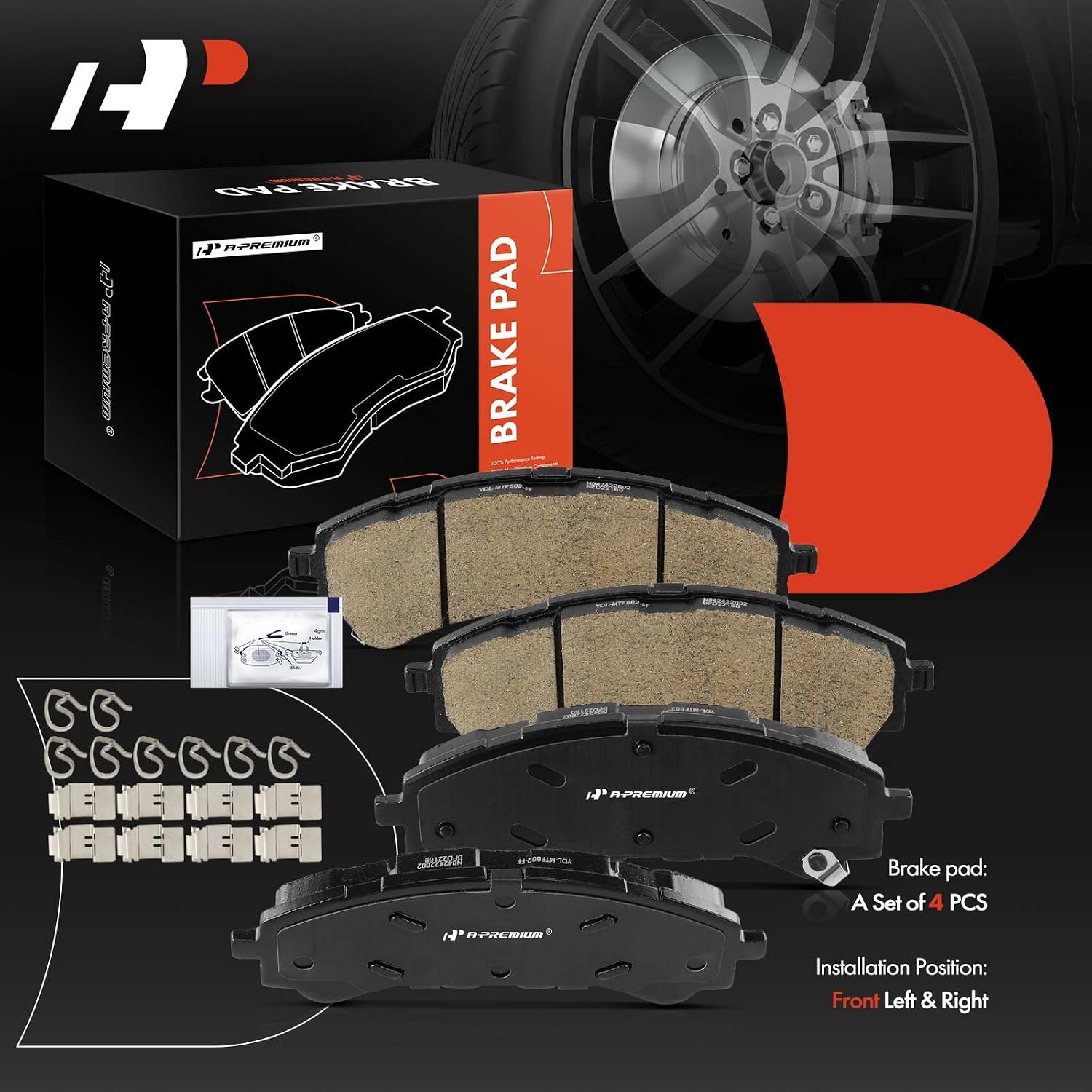 A-Premium Front Ceramic Brake Pads Set Compatible with Ford Models - Ranger 2019-2023, Bronco 2021-2023, 4-Pack