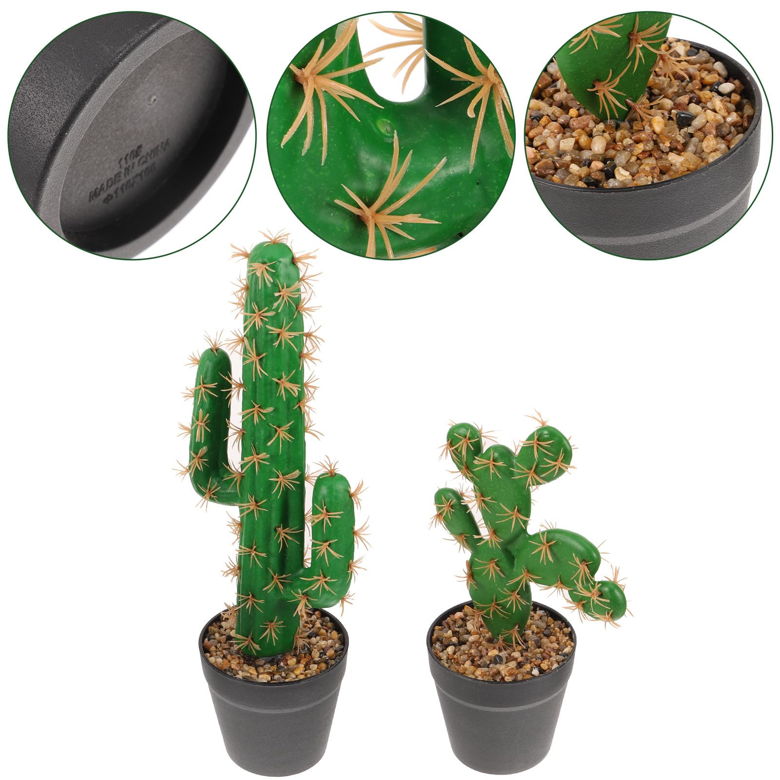 Générique 2 pièces Lot de Cactus Artificiels Pot Décoratif Figurines Succulentes Simulées Plantes sans Entretien pour Bureau Salon et Balcon