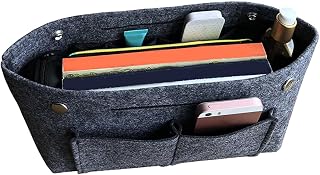 ポータブルメイクアップバッグ 大容量 フェルトストレージオーガナイザー 化粧品 洗面用品 雑貨用 コンパクトで軽量なデザイン ダークグレー 1点, ダークグレー, Size 1, モダン