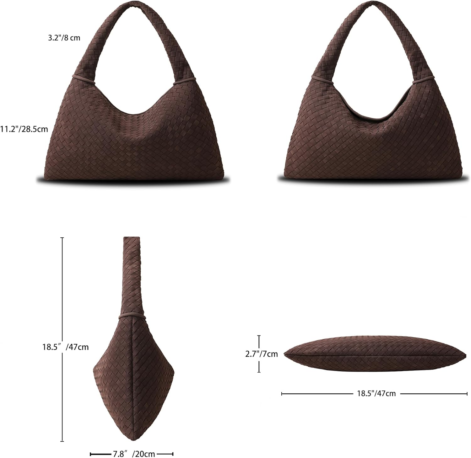 Vegan Leather Woven Tote, Vintage Suede Hobo, Suede Woven Purse, Large Leather Shoulder Bag Braided Hobo - Image 4