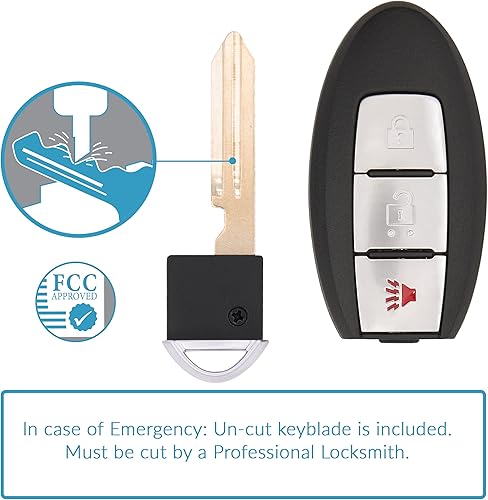 Miniatura 5 de Keyless2Go Reemplazo para llave inteligente de proximidad de 3 botones Nissan KR5S180144106 285E3-4CB1A