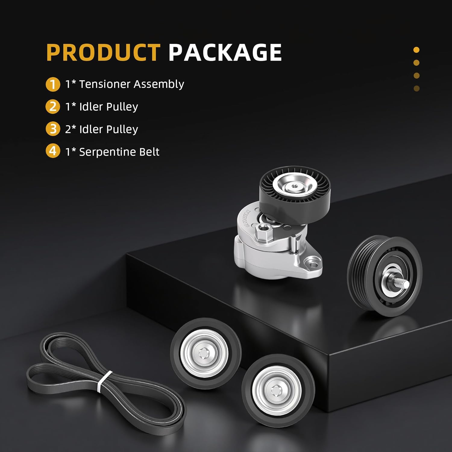 Belt Tensioner and Idler Pulley & Serpentine Belt Kit,fits for Mercedes-Benz C350/E550/CLK350 3.5L/5.5L Gas DOHC 2006-2009# 38319 38099 36372 2722020419