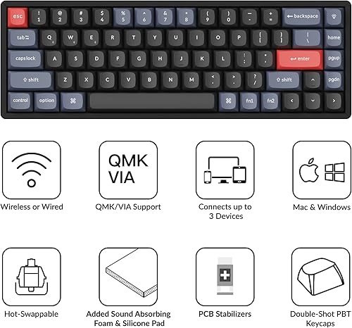 Miniatura 8 de Keychron K6 Pro QMKLauncher Teclado mecánico inalámbrico programable personalizado Macro intercambiable en caliente Keychron K Pro Interruptor rojo