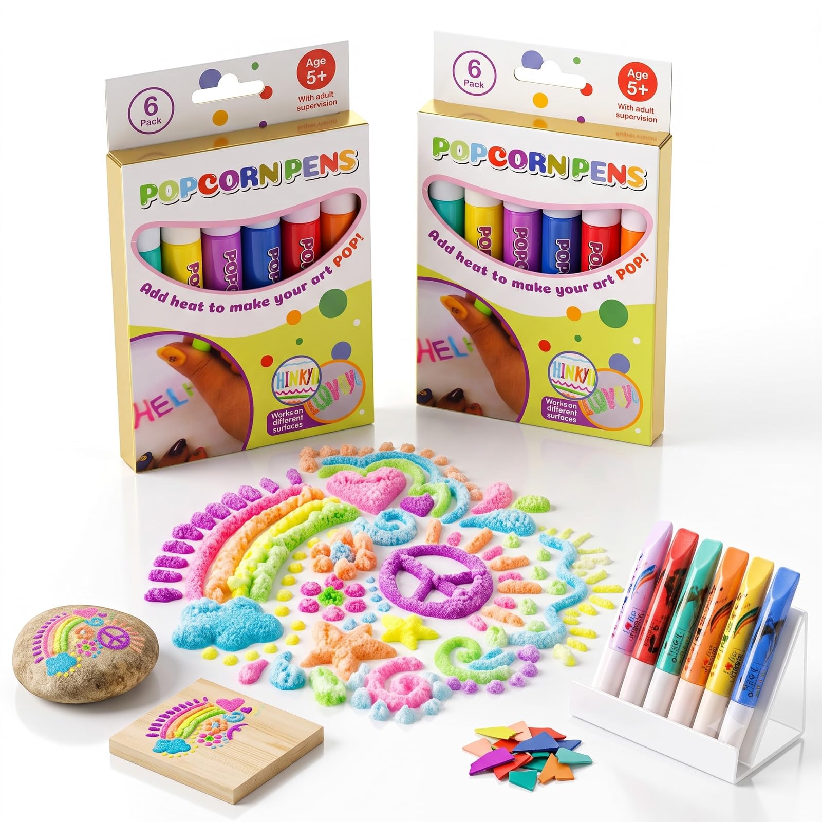 Magic 3D Popcorn Pens, DIY Puffy Bubble Drawing Markers，12pcs
