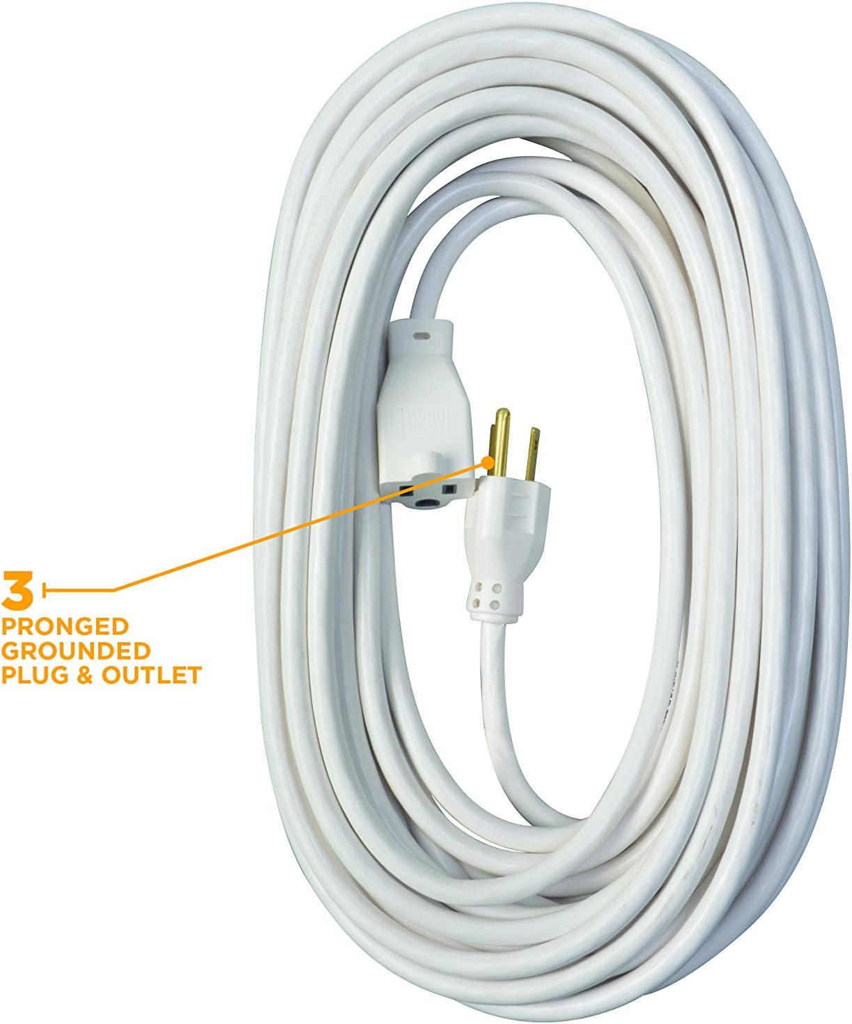 Yard Master 992382 White Patio 40-Foot, 3-Pronged, 16 Gauge Extension Cord, 13 AMPS, 125 Volts, 1625 Watts, Ideal for Use with Outdoor Appliances, Decorative Lights and Holiday Displays - - 