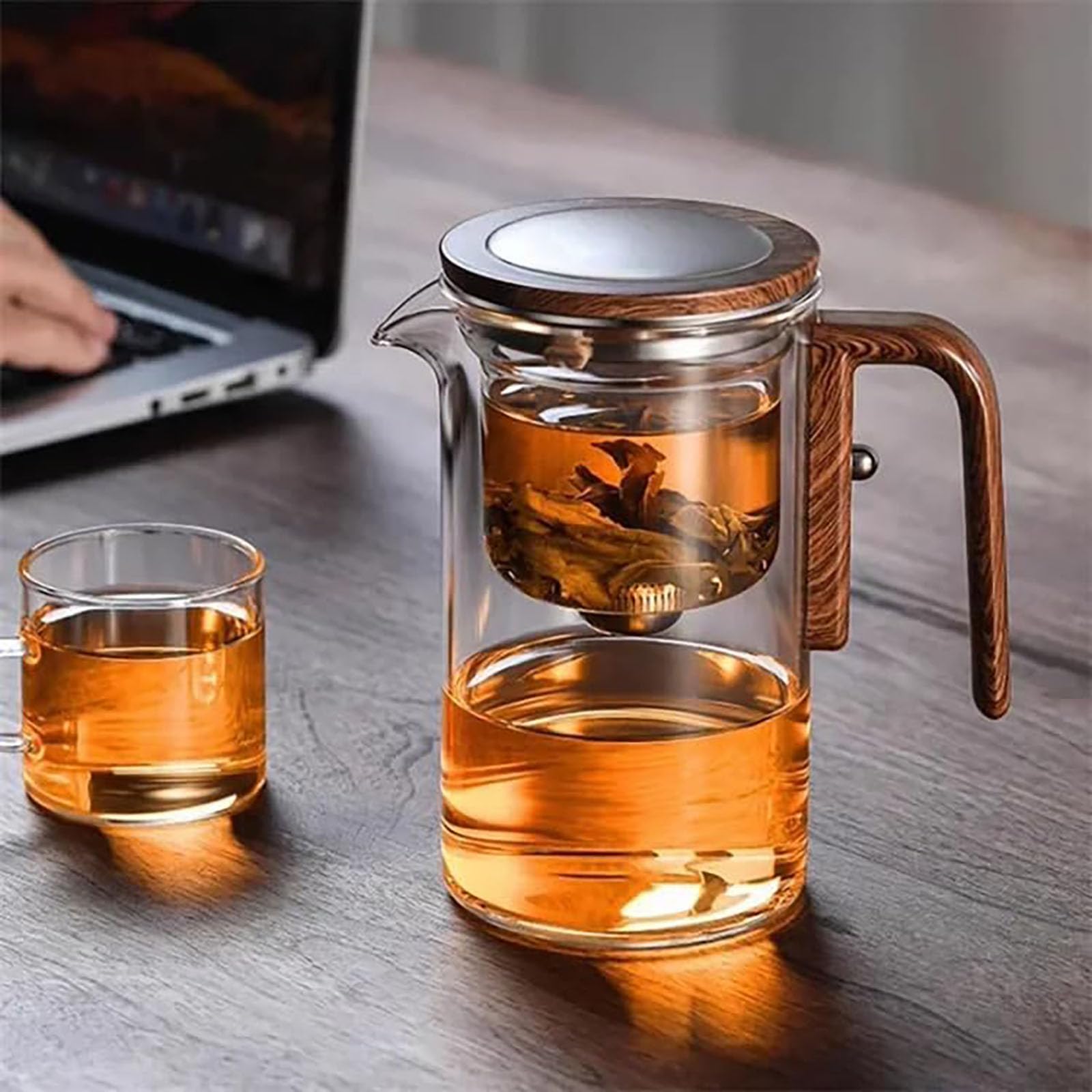 Enchanti Tea Pot, Witchcraft TeaPot, Magic Teapot with Infuser, Enchanted Glass Teapot with Strainer, Press Control Magic Tea Pot, Enchantipot Magic Tea Pot (520ml)
