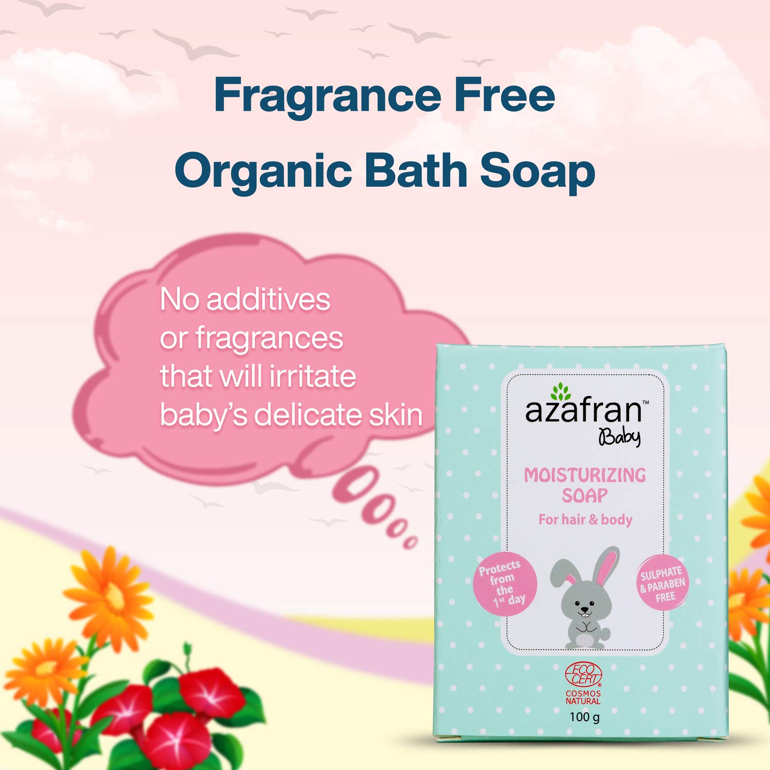 Azafran Organics Baby Soap, 3.52 Ounce Mild Bar, Made with Natural Olive and Oil Coconut Oil, Moisturizing Baby's Sensitive Skin-Hair, Contain No Synthetic Chemicals : Baby