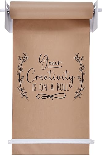 Jumbl Dispensador de papel kraft montado en la pared de 18 pulgadas  Rollo de papel colgante con cortador para cocina, sala de bricolaje, oficina,
