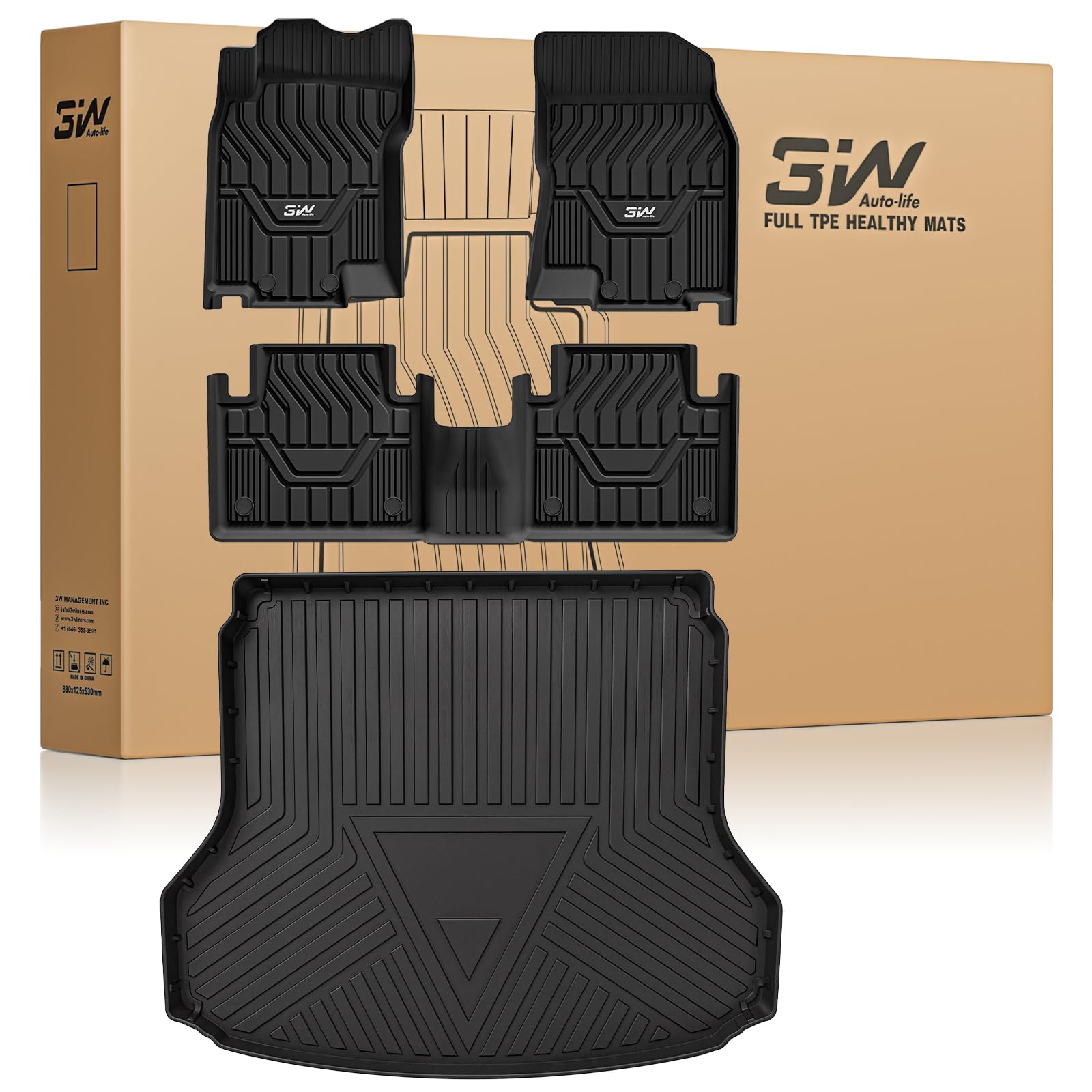 3W Floor Mats Cargo Liner for Nissan Rogue 2014-2020 All Weather TPE Full Set Nissan Rogue Accessories Custom