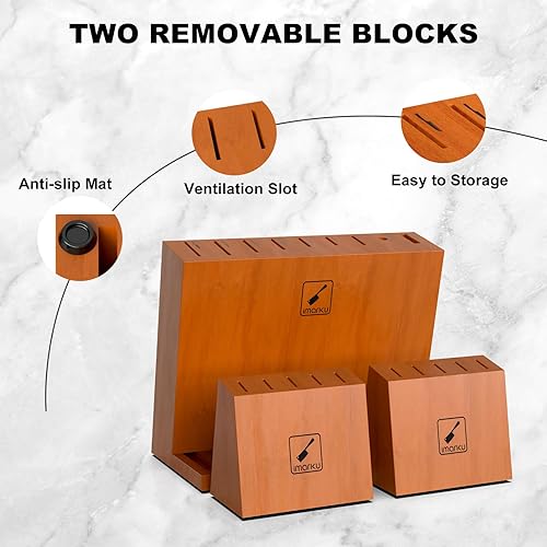 Miniatura 5 de imarku Juego de cuchillos de cocina de 20 piezas con bloque y afilador, juego de cuchillos de cocina de acero inoxidable japonés, juego de bloques
