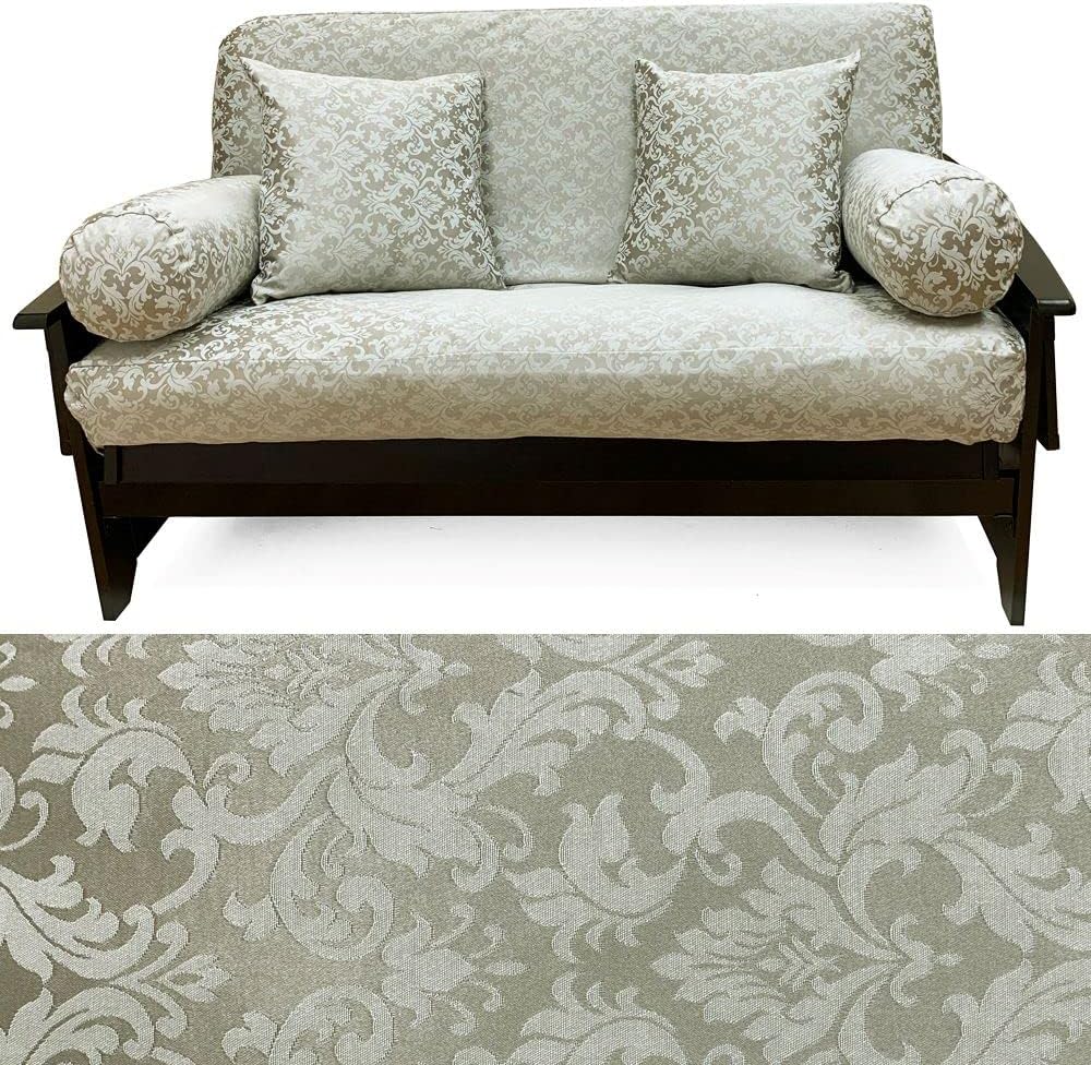 SlipcoverShop Brisbane Taupe Futon Cover 346 Queen 5pc Pillow Set