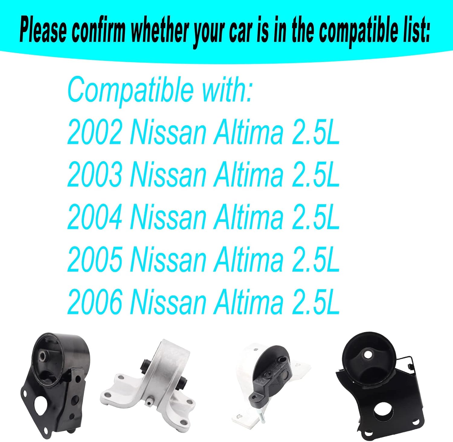 engine motor mount & trans mount compatible with 2002-2006 nissan altima 2.5l replacement for a7340 a7341 a7342 a7343 11270-8j000 11320-8j005 11210-8j00a 11220-8j000