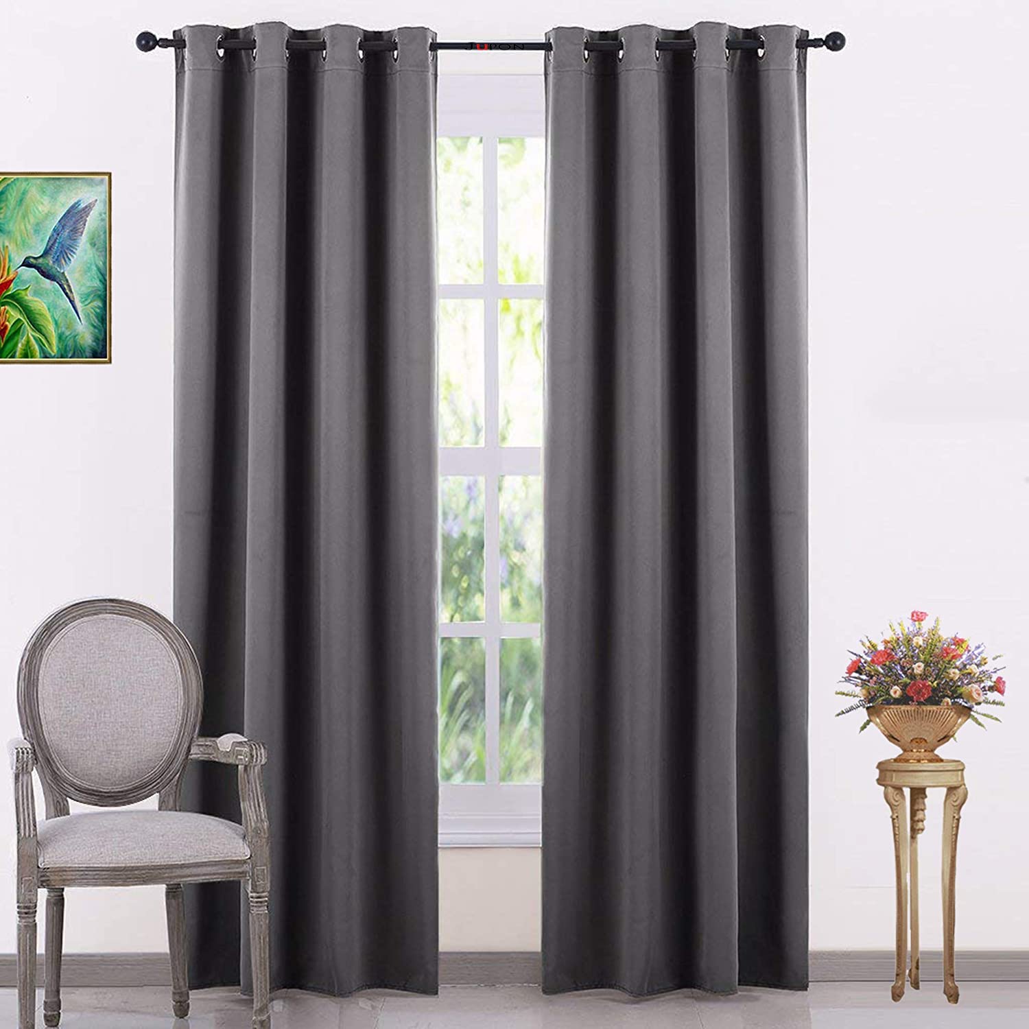Home cloud 2 Pieces Polyester Plain Blackout Curtains for Door 7 Feet Set of 2 pcs-[ 4 Feet x 7 Feet]- Color-Gray (B09LSD6D59) Amazon Price History, Amazon Price Tracker