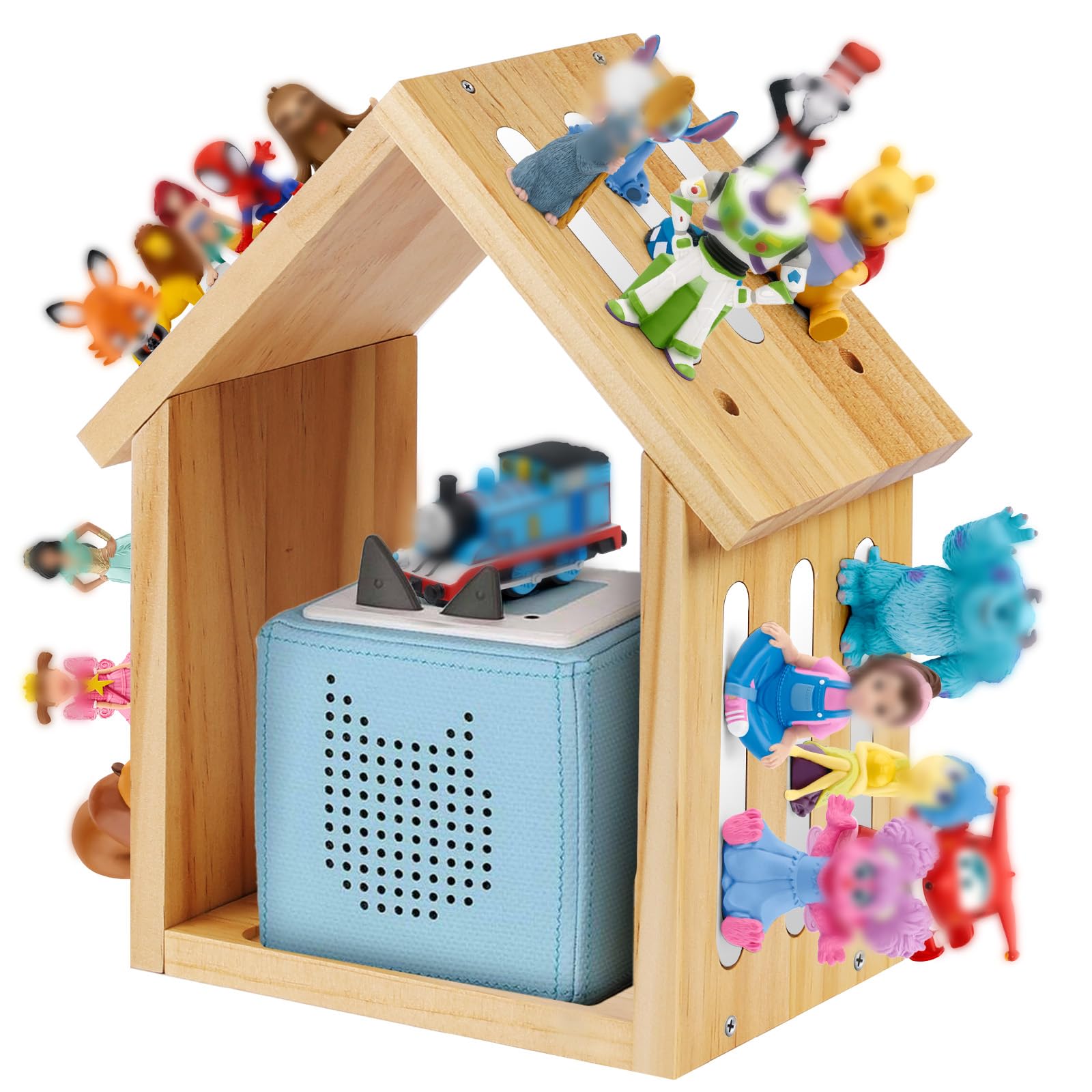 Vicloon For Tonies Shelf Magnetic, Tonies Storage Shelf for 20-30 Characters, Creative Display Shelves for Tonie Audio Toy Figurine Storage, Wooden Wall Floating Shelves for Kids