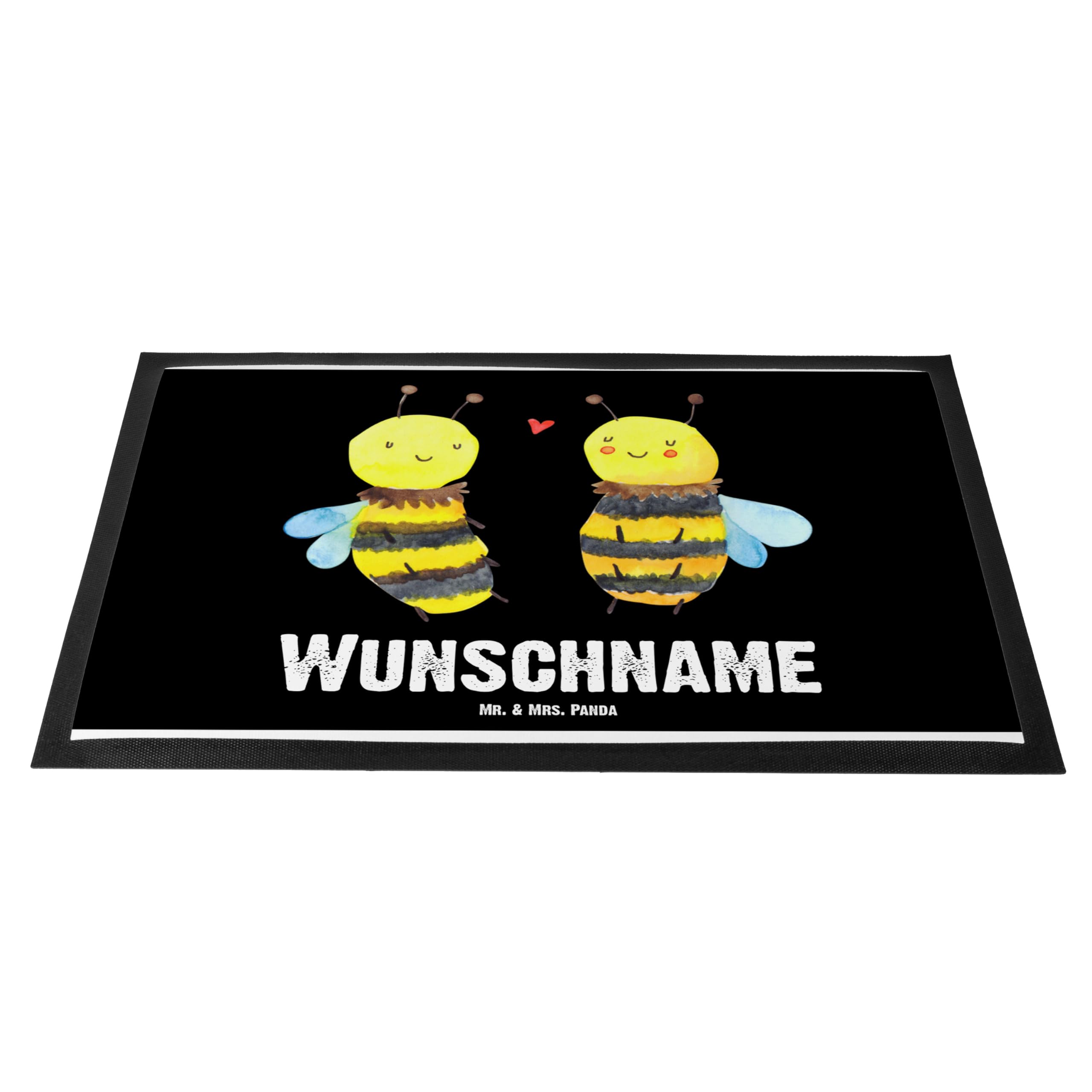 Mr. & Mrs. Panda Personalisierte Fußmatte Biene Verliebt 40 x 60 cm - Geschenke, Türmatte, Fußabtreter personalisiert, personalisierbar, Fussmatte