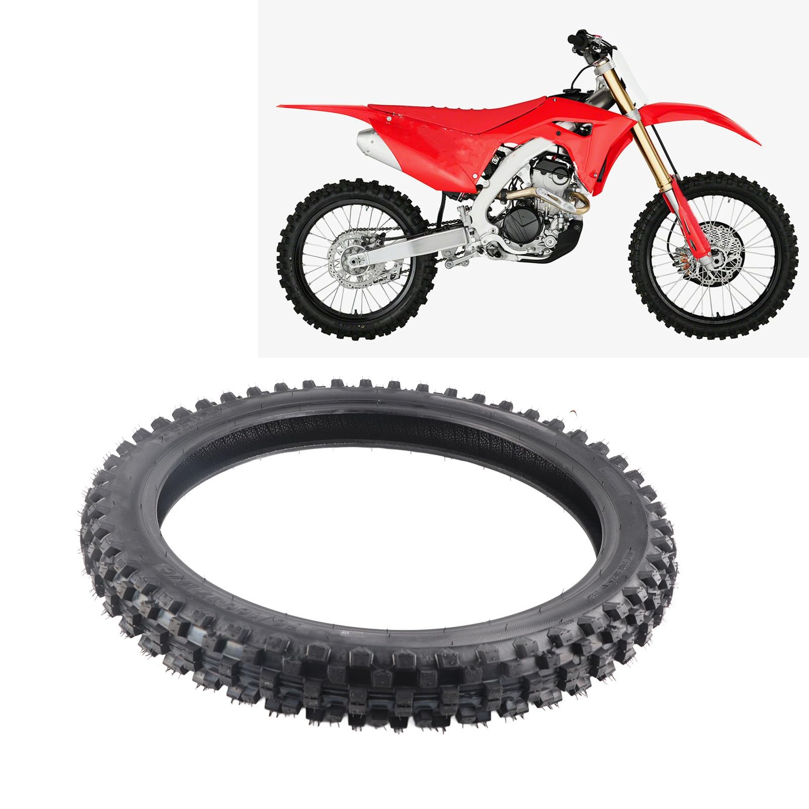Dioche Ruota per Bici Kit Pneumatico in Gomma e Camera d'aria da 70/100-17 Pollici per Bici Pit Pro Trail e MX Enduro