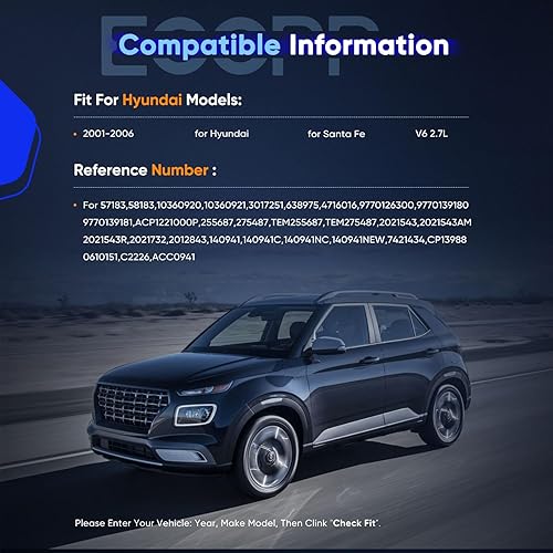 Miniatura 2 de ECCPP Compresor de aire acondicionado 2001-2006 Compatible con Hyundai Santa Fe 2.7L Compresor de aire acondicionado de enfriamiento rápido