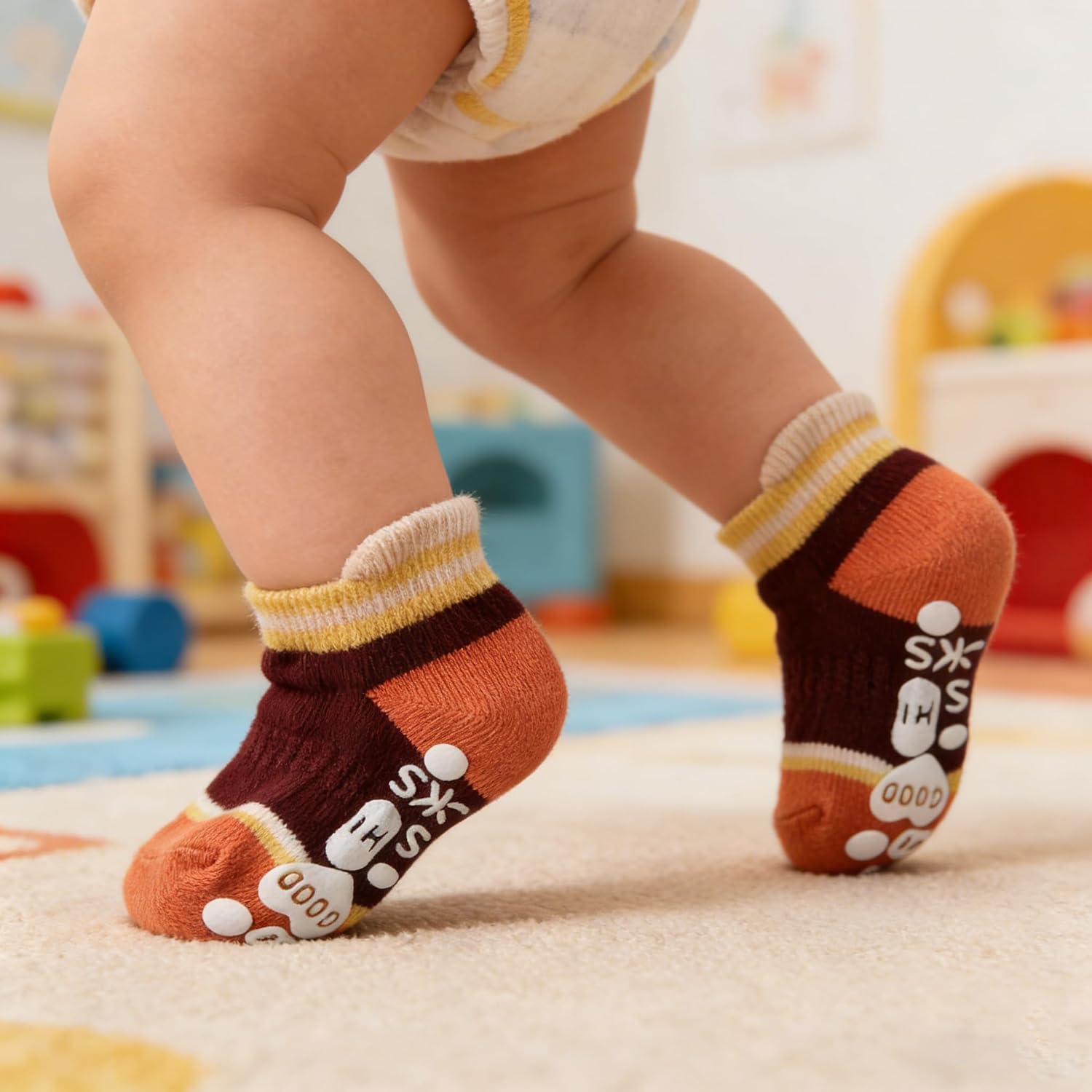 Mealah Toddler Grip Socks with Non-Slip - 5 Pairs Toddler Socks for 1-3 Years for Baby Boys Girls