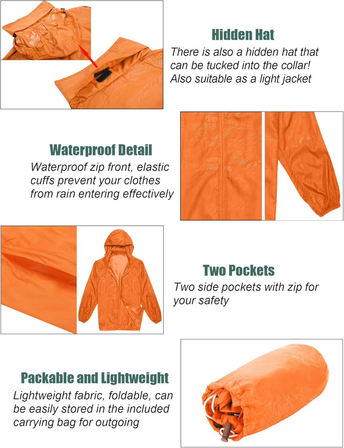 New fashion Waterproof Climbing Running Outdoor Hoodie Coat Sport Cycling Jacket,Medium,Orange