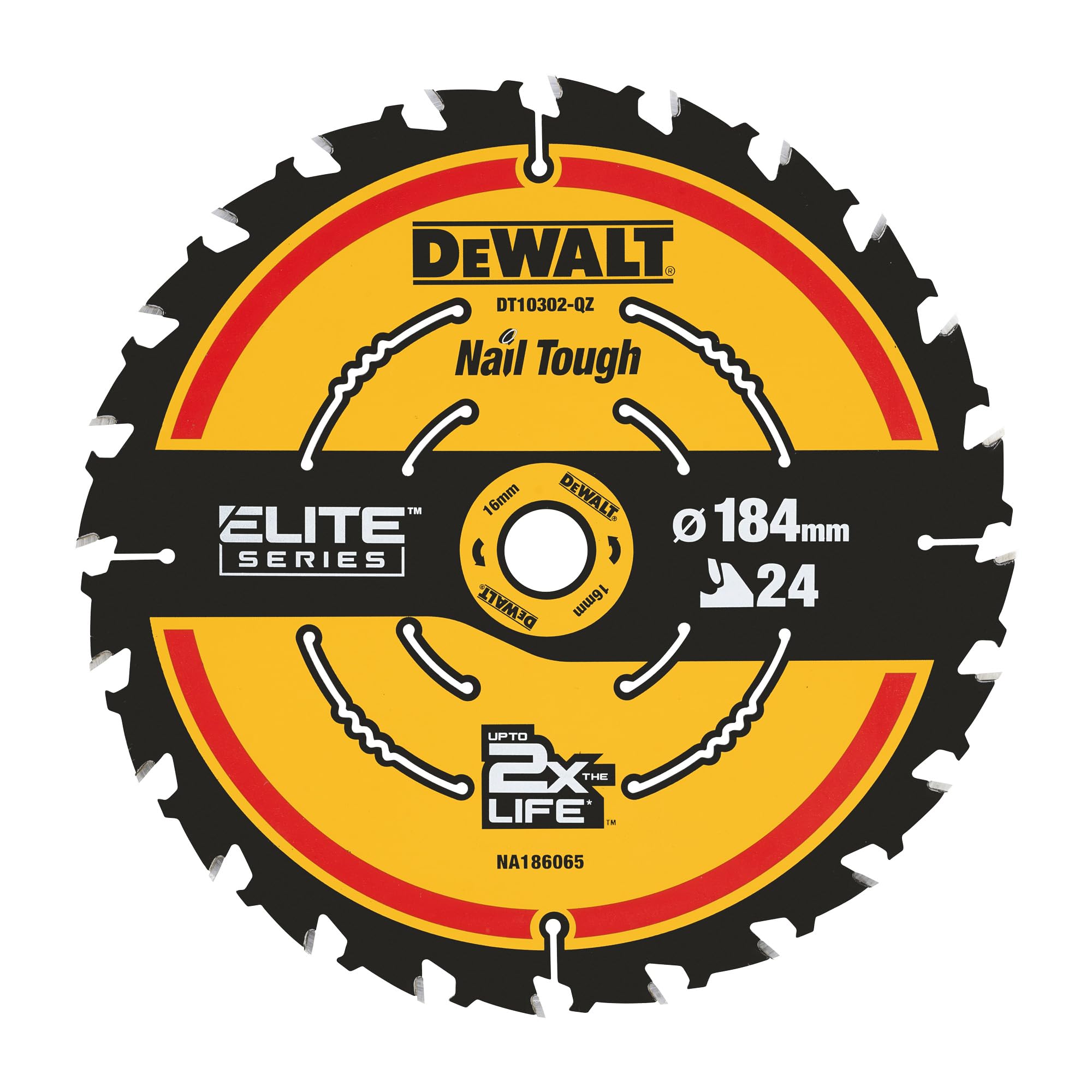 DEWALT Lama circolare Elite con diametro 184mm con foro da 16mm e 24 denti, DT10302-QZ