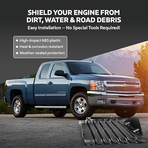 Miniatura 4 de FITRITE AUTO PARTS Protector contra salpicaduras de motor para Chevrolet Silverado 1500/GMC Sierra 1500 2007-2013, debajo de la cubierta, protector