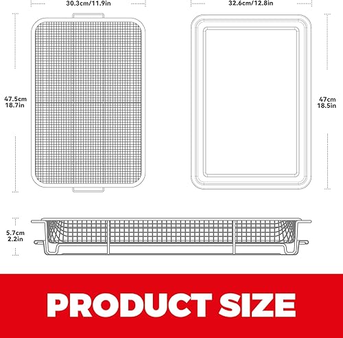 Miniatura 3 de Cesta de freidora de aire para horno, cesta de freidora de aire y bandeja de horneado de acero inoxidable, rejilla de freidora de aire para horno