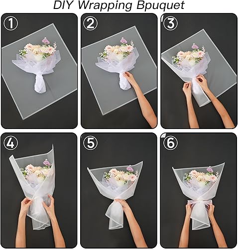 Miniatura 7 de Beautyfloral Papel de regalo de flores, papel de regalo de ramo, papel de regalo coreano, papel de regalo de flores de borde, con cinta de 22.8 x