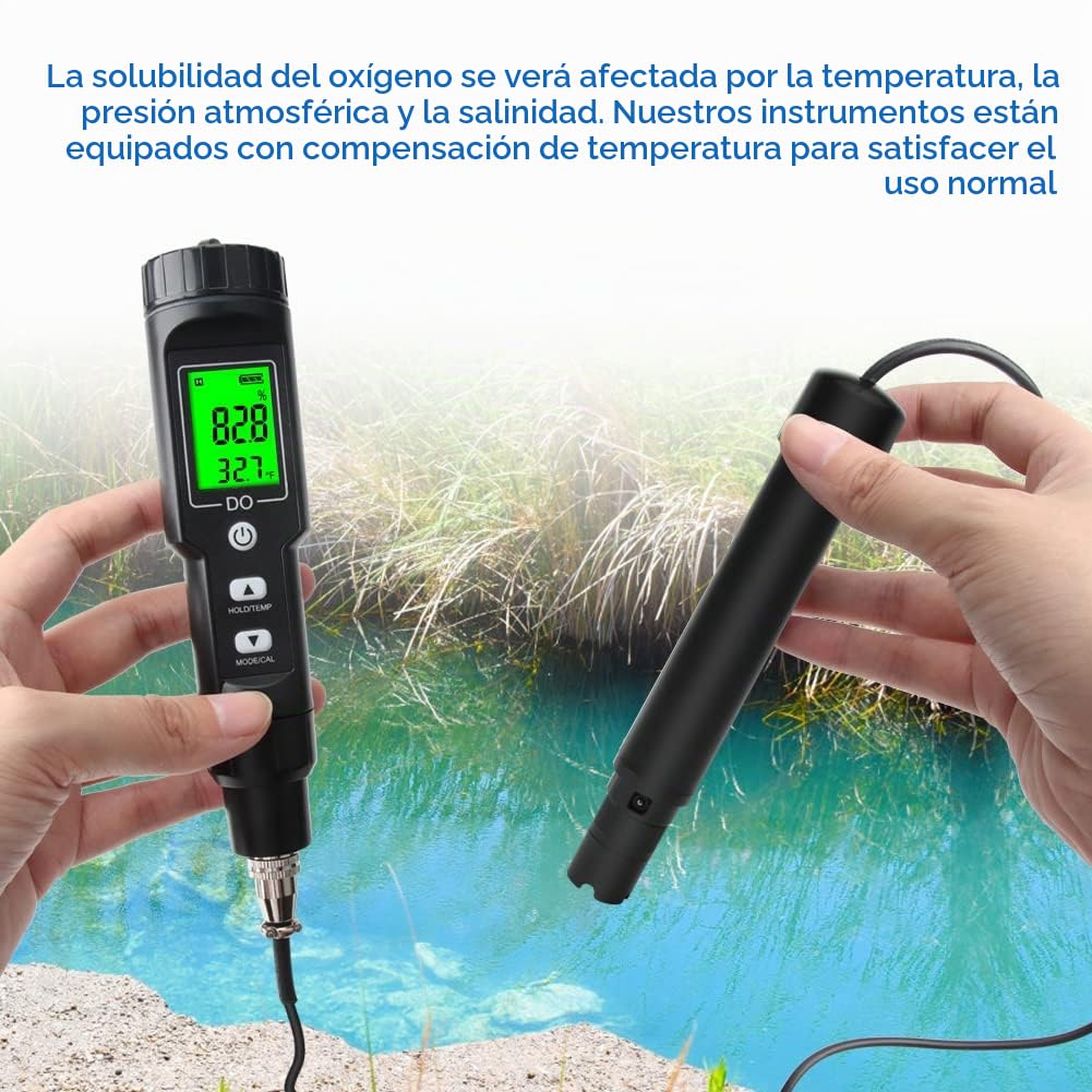 BuyWeek Medidor de OxíGeno Disuelto Analizador de Oxígeno Disuelto, 0,0-30,0 Mg/L Bluetooth Inteligente para Monitoreo de Agua