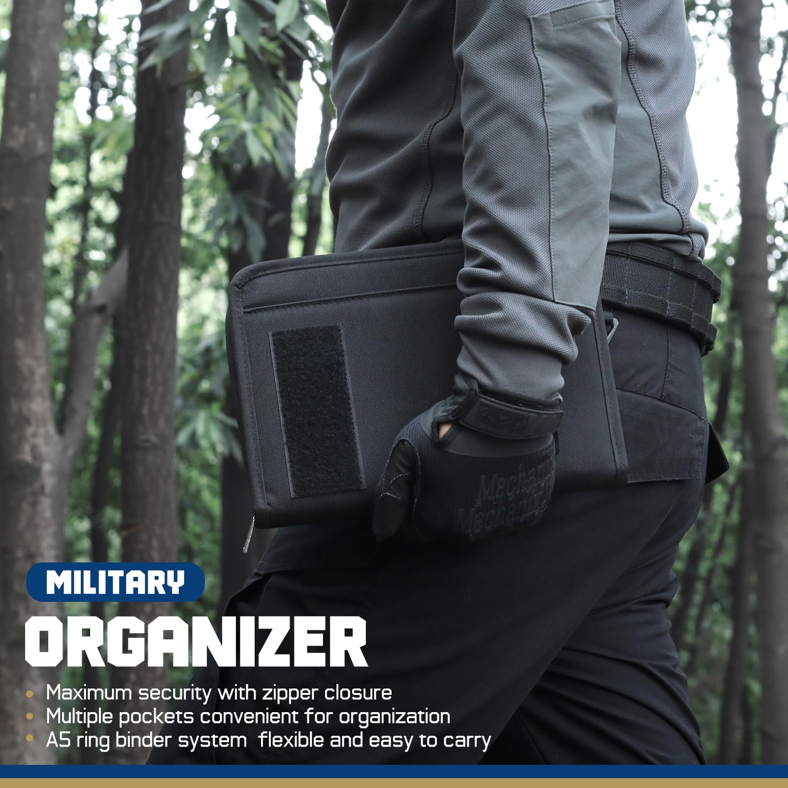 WYNEX Cuaderno TáCtico Padfolio Con 80 Hojas, Cuaderno Militar Militar, Carpeta TáCtica Con Cremallera Para Equipo TáCtico Y Organizador, Recargable, A5, 6 Anillas