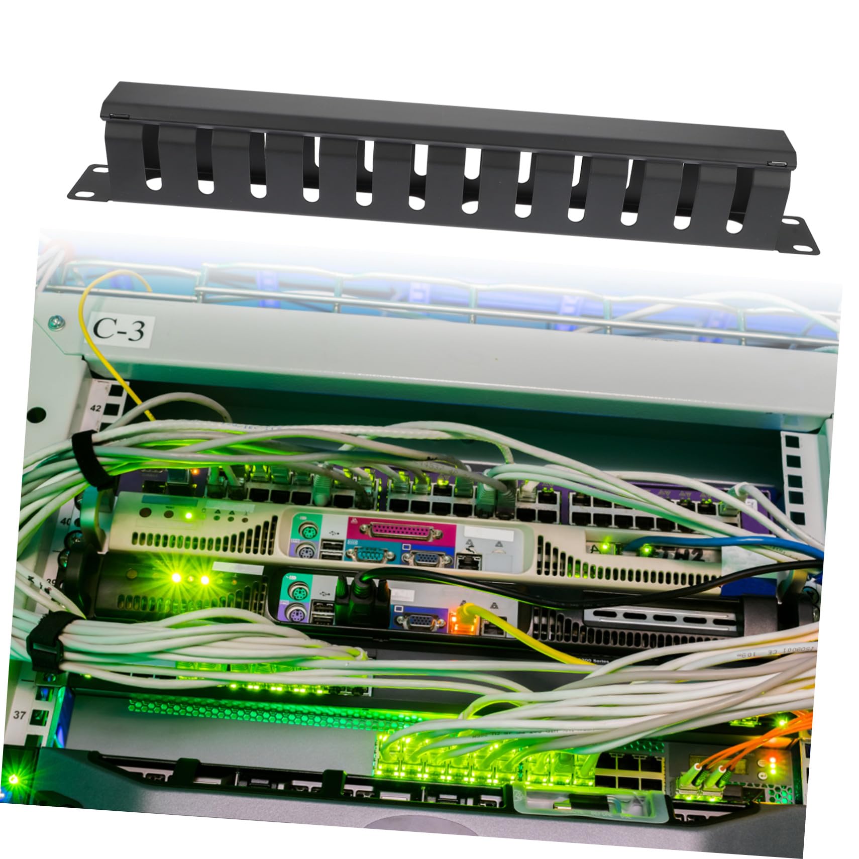 Organisateur de Câbles Métallique Emplacements Support Horizontal Réglable pour Gestion Réseau Bureau Hôtel et Facile à Installer