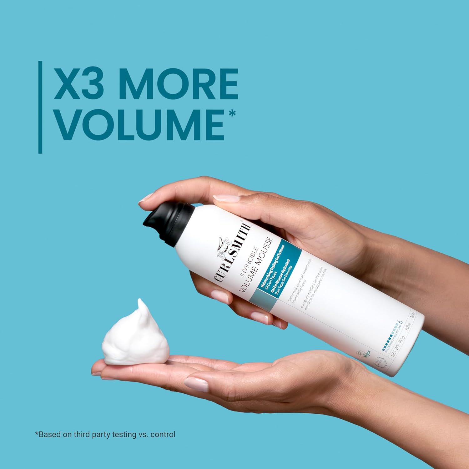 CURLSMITH - Invincible Volume Hair Mousse, Instant Volume, Alcohol Free, Non-Sticky, for Wavy, Curly or Coily Hair, Vegan (200ml/6.8fl oz) - Image 6