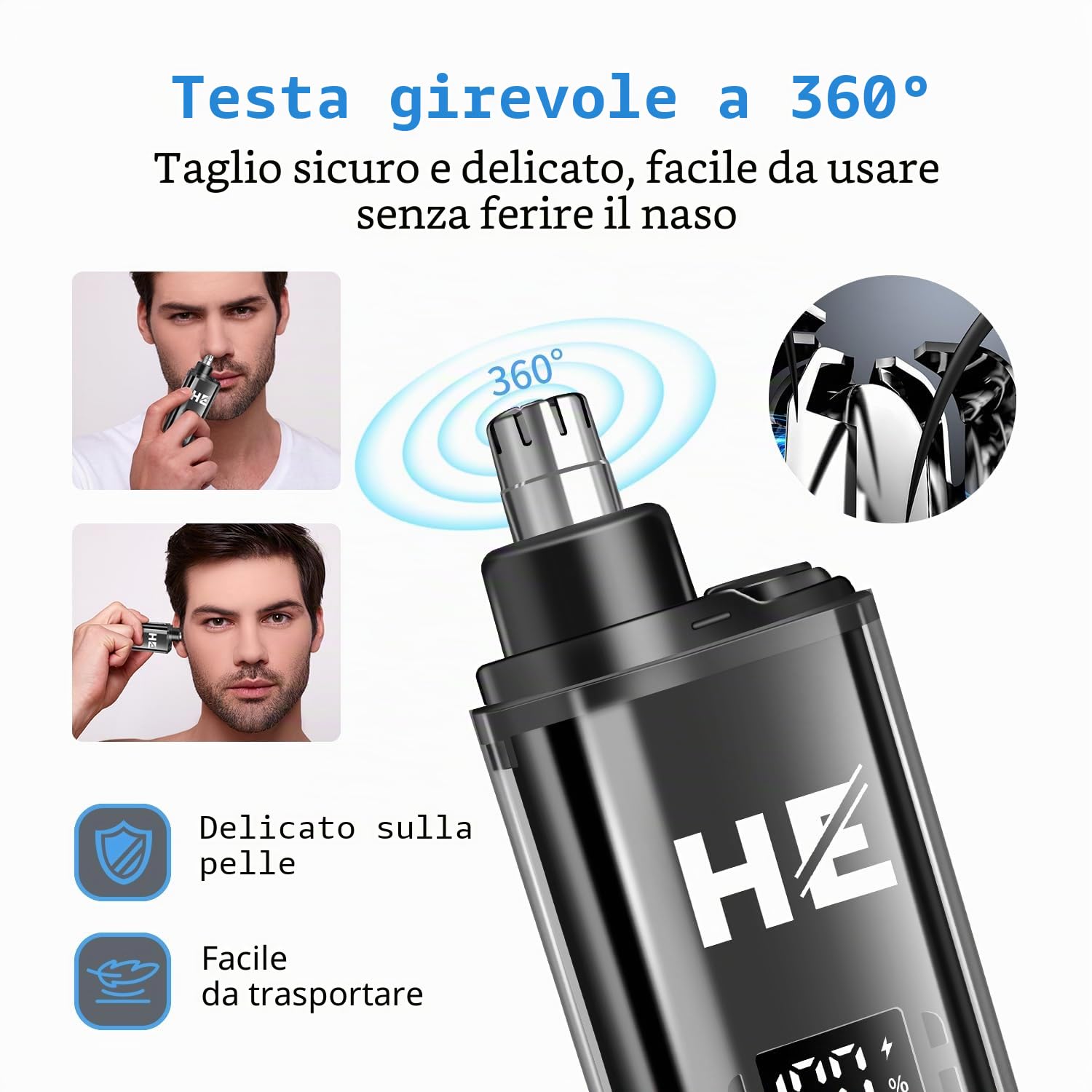 HIENA PRO Tagliacapelli professionale da uomo, tagliacapelli senza fili, rasaerba per film, rasaerba nasale, kit completo con 7 pettini di guida (249 pezzi)